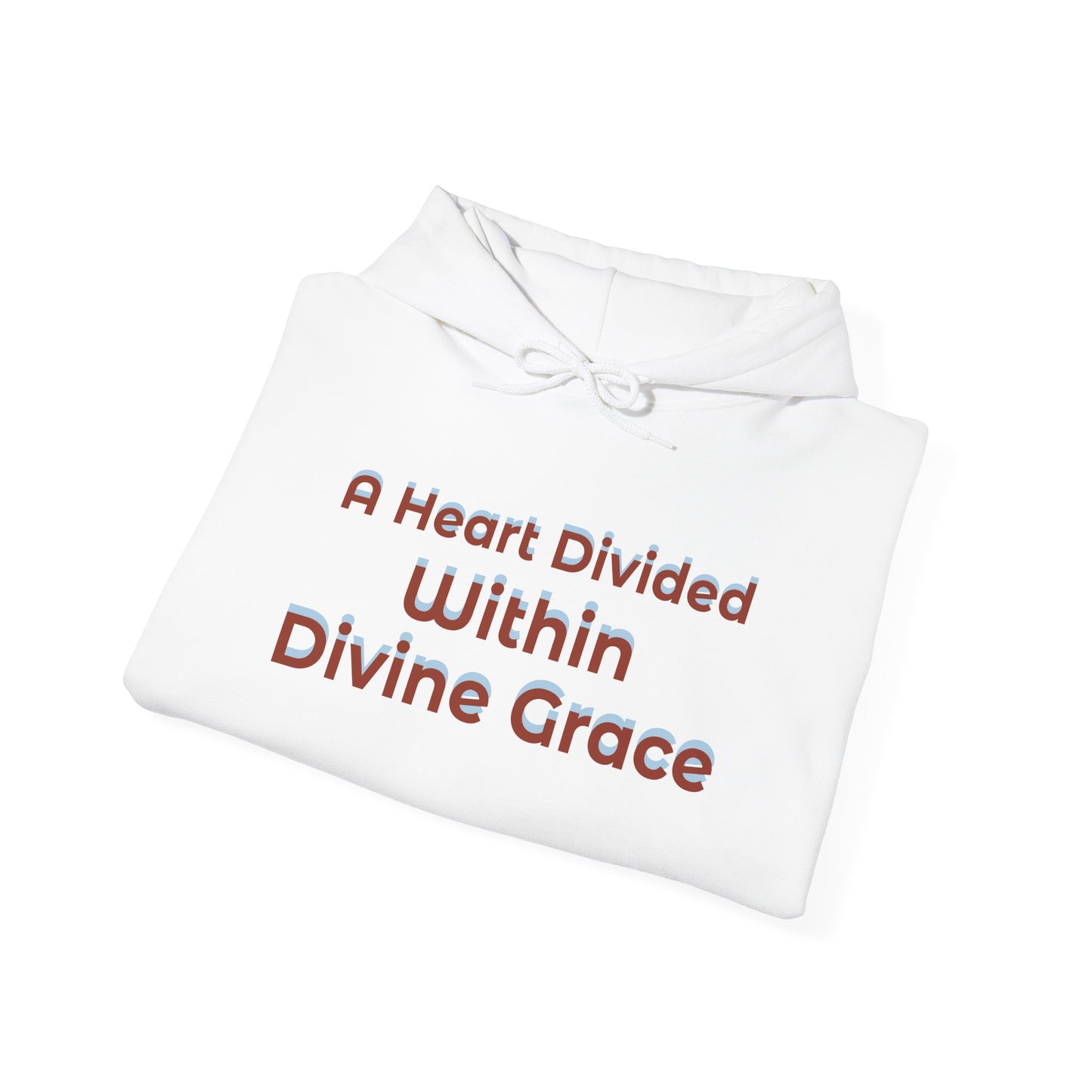 Christian Hoodie – "A Heart Divided Within Divine Grace" Religious Pullover with Angel Artwork