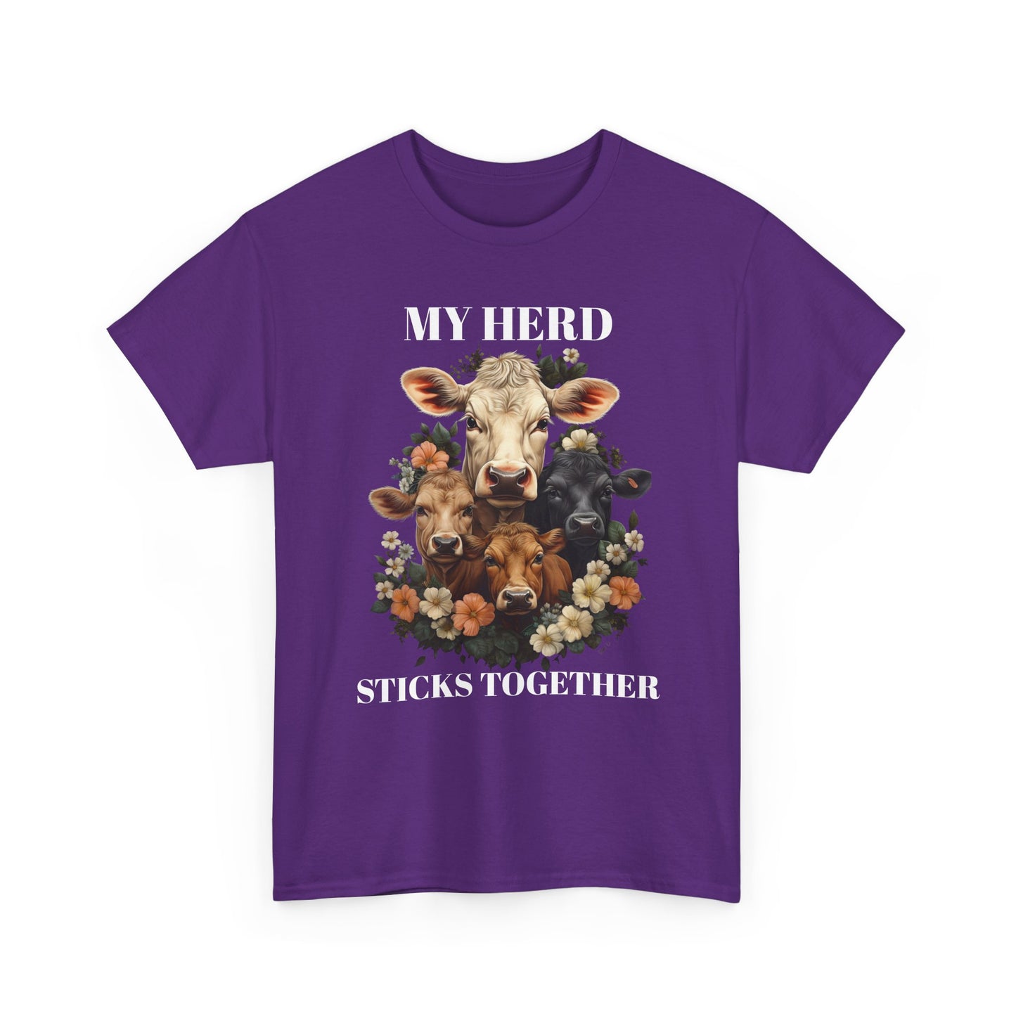 Cow Floral Tee — Farm Animal Floral Portrait T-Shirt