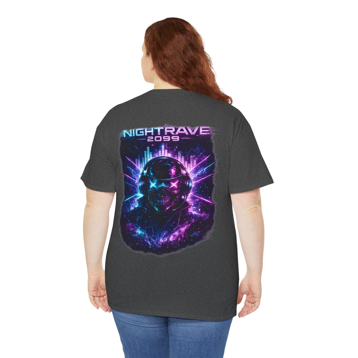 Nightrave 2099 Cyberpunk Skull DJ T-Shirt - product view
