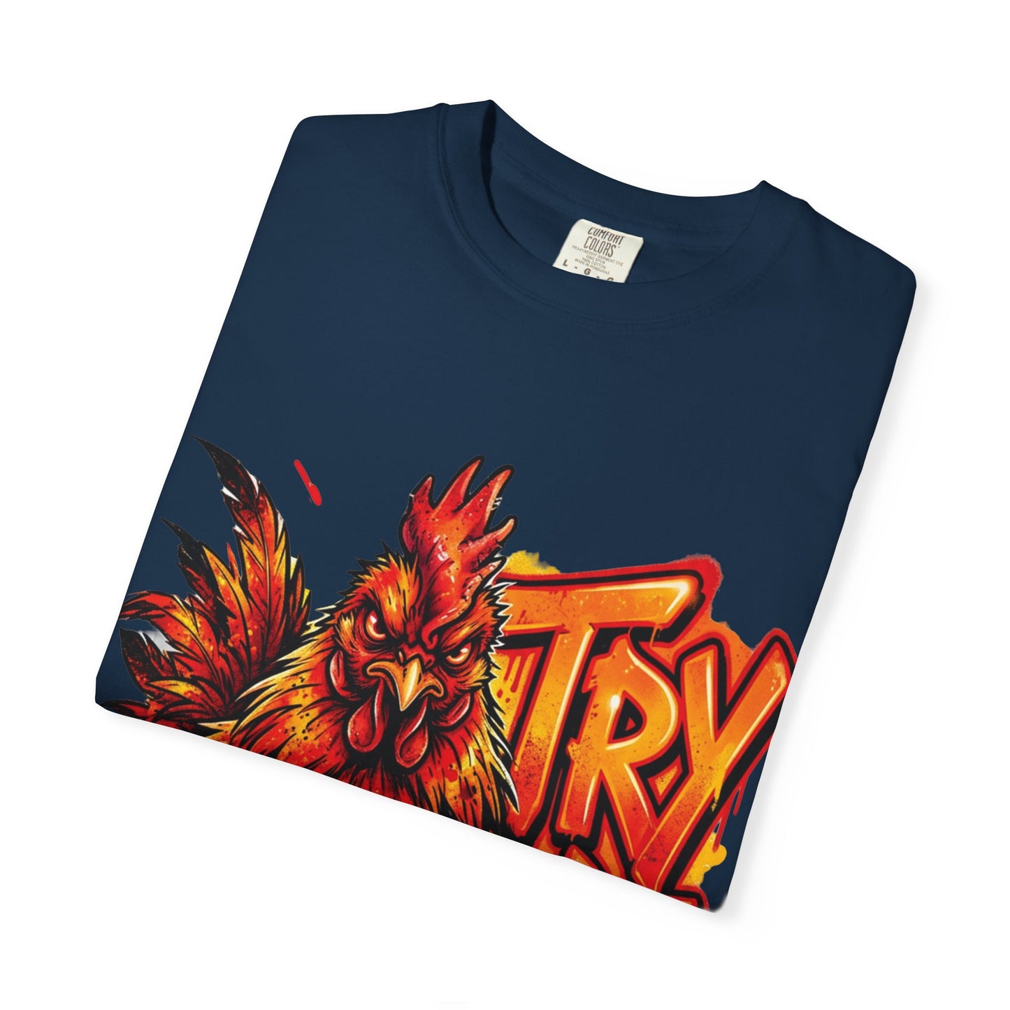 Try Me Rooster T-Shirt — Fiery Graphic Tee for Bold Attitude