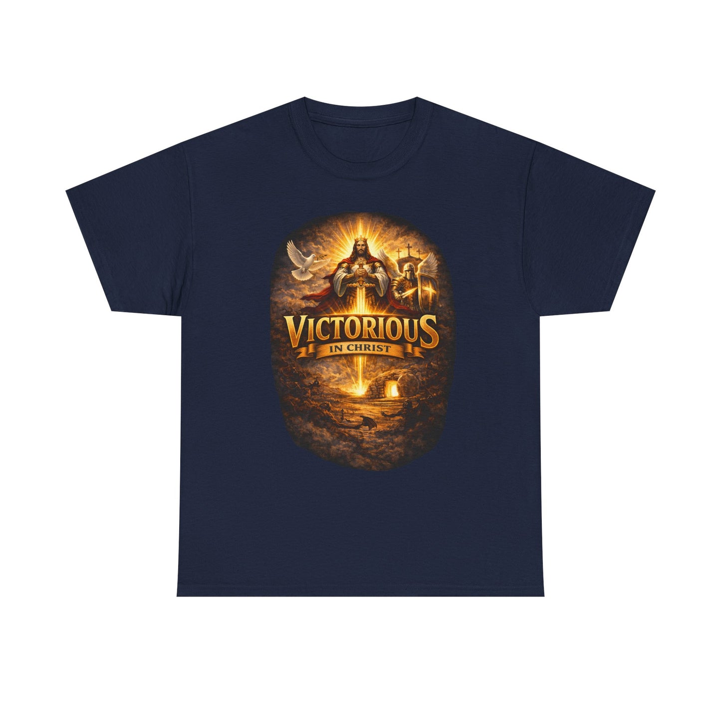 T-Shirt — "Victorious in Christ" Christian Faith Graphic Tee