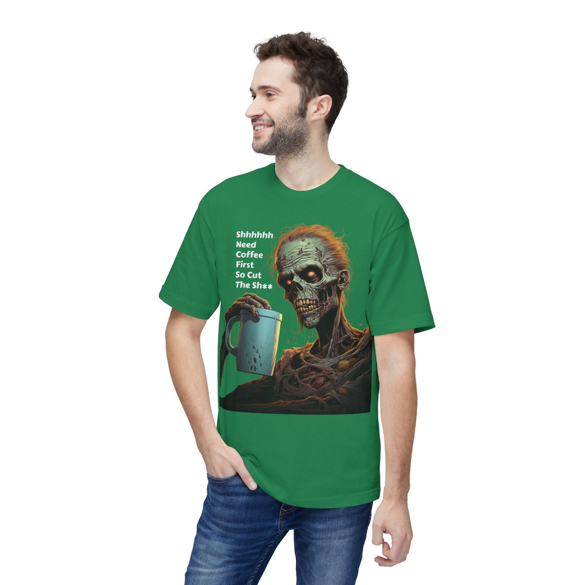 Coffee First Zombie T-Shirt | Censored Adult Humor - product view