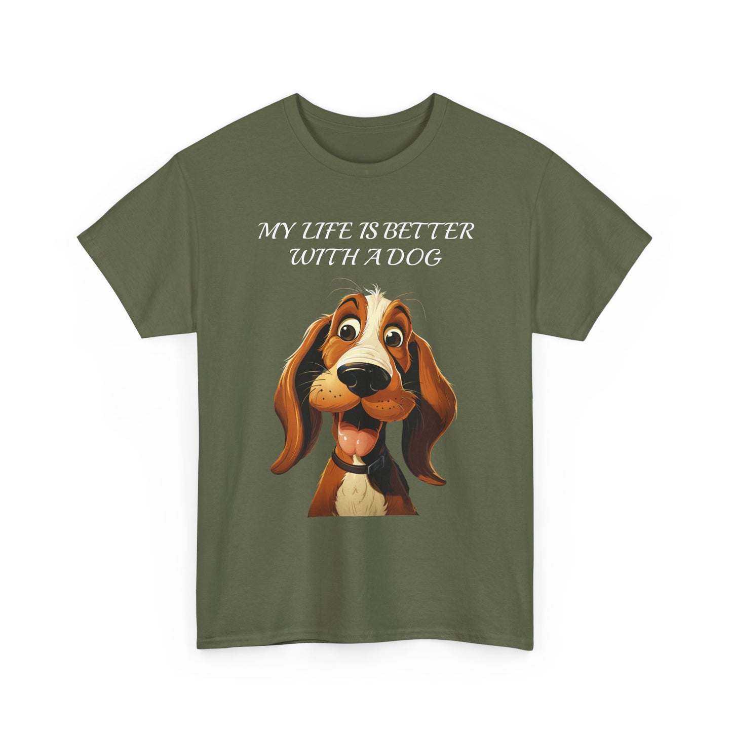 Dog Lover T‑Shirt — "My Life Is Better With A Dog" Cute Cartoon Hound Tee