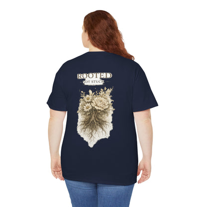 Rooted Floral Tee — "Rooted Not Stuck" Graphic T-Shirt