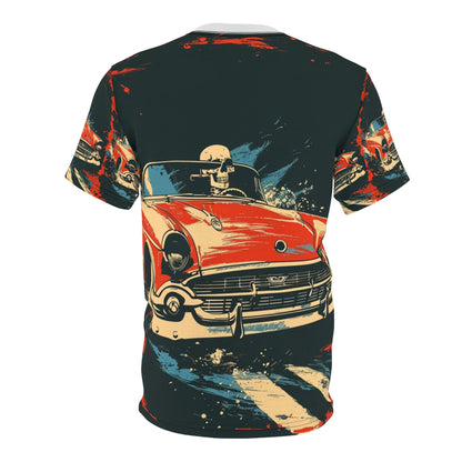 Red Convertible Skull Driver All-Over Print T-Shirt - product view