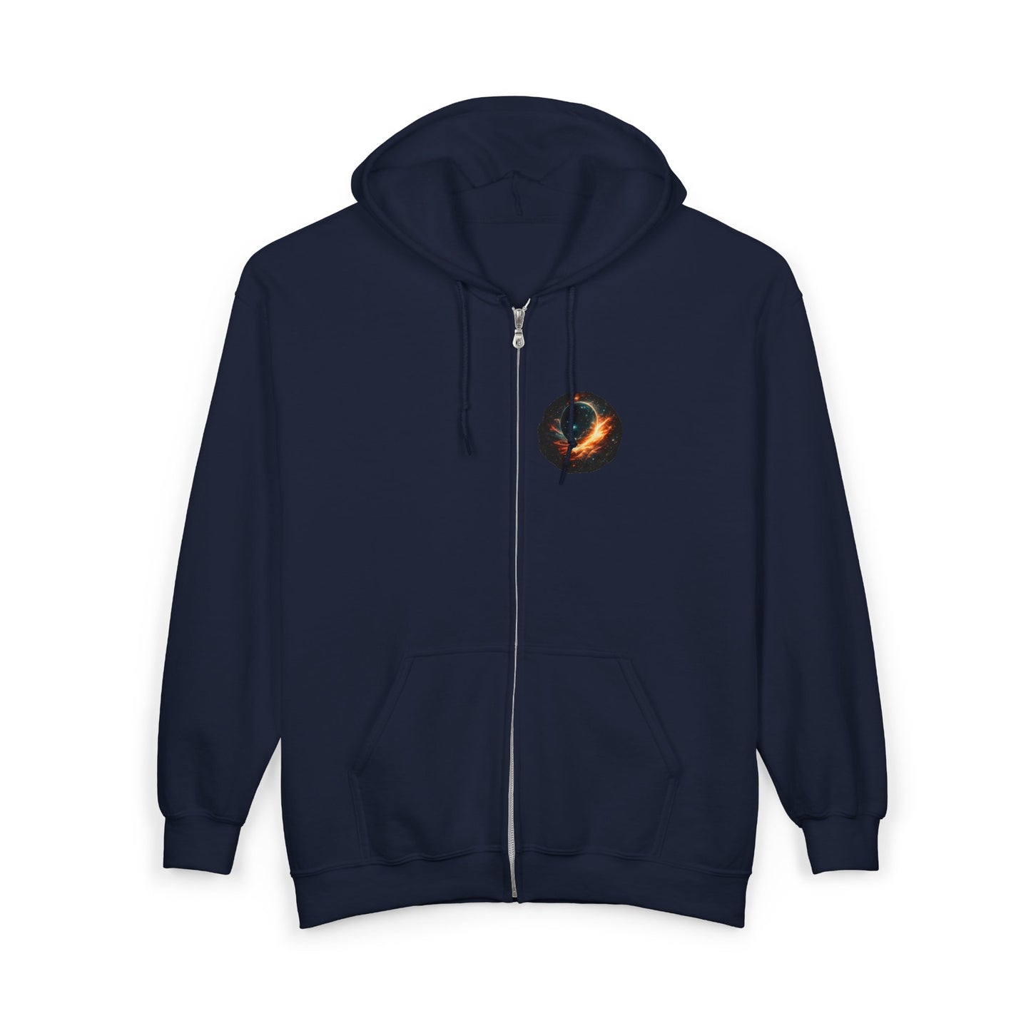 Infinite Within Black Zip Hoodie — Cosmic Eye Graphic Zip-Up