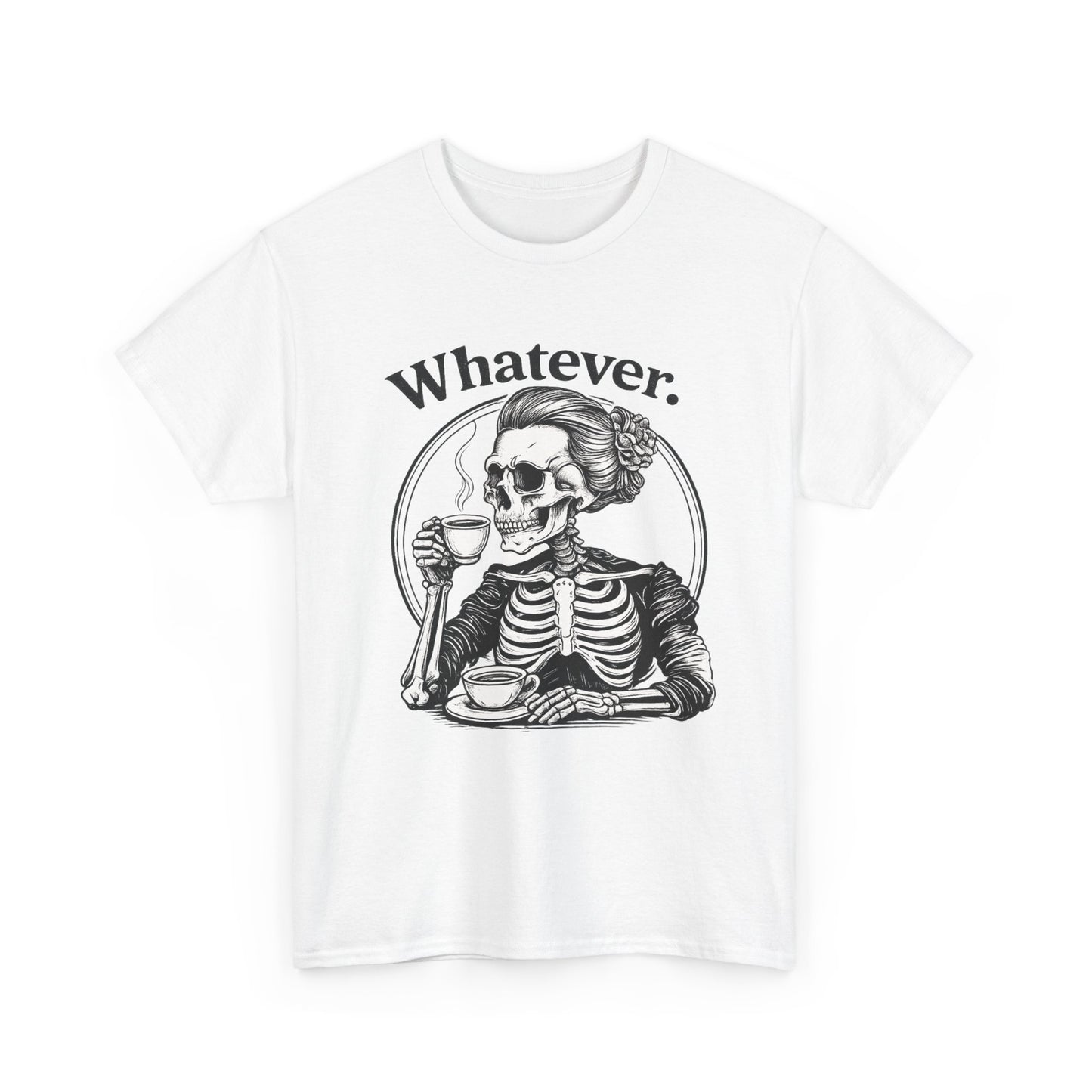 Skull 'Whatever.' Tee – Vintage Skeleton Wine Drinking Graphic T-Shirt