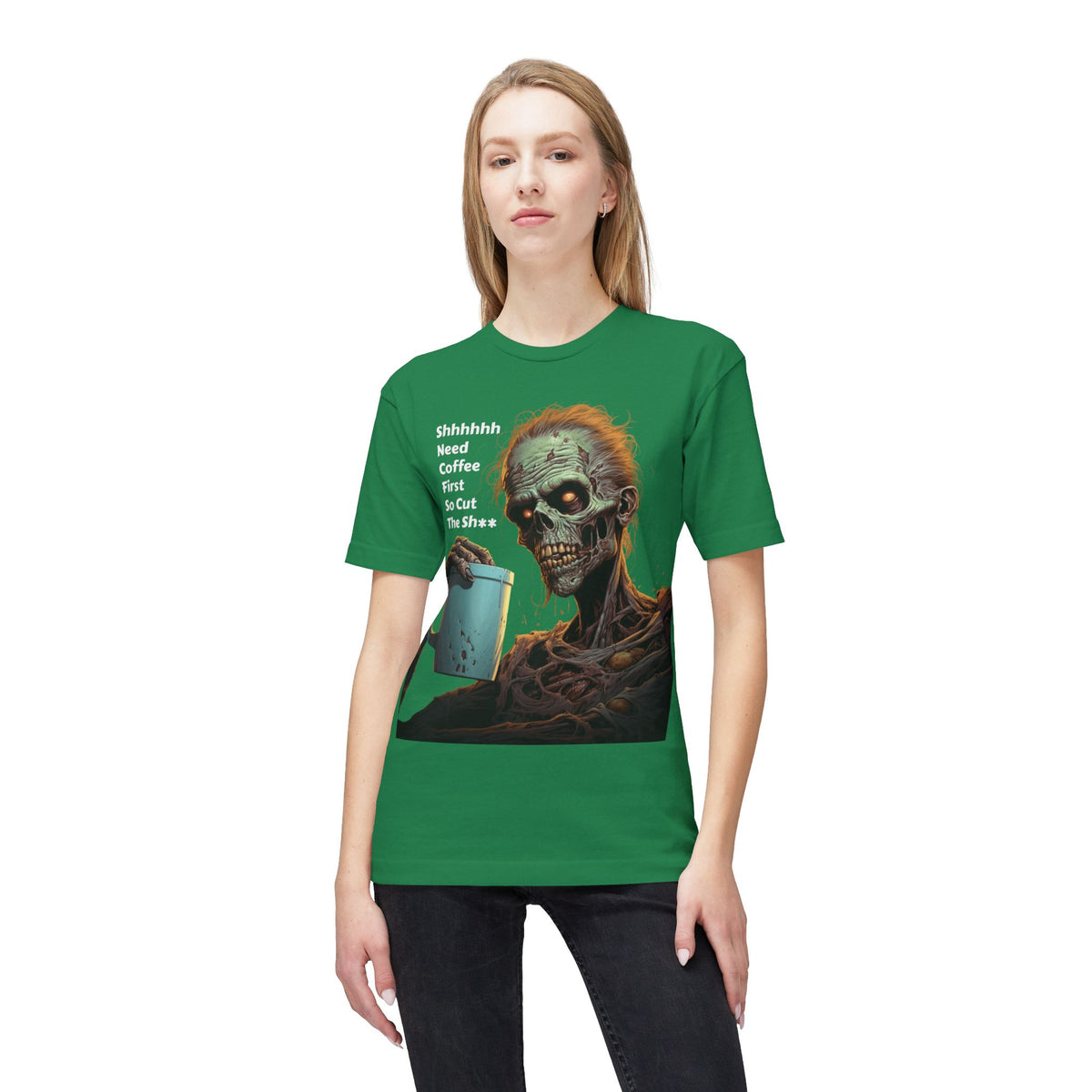 Coffee First Zombie T-Shirt | Censored Adult Humor - product view