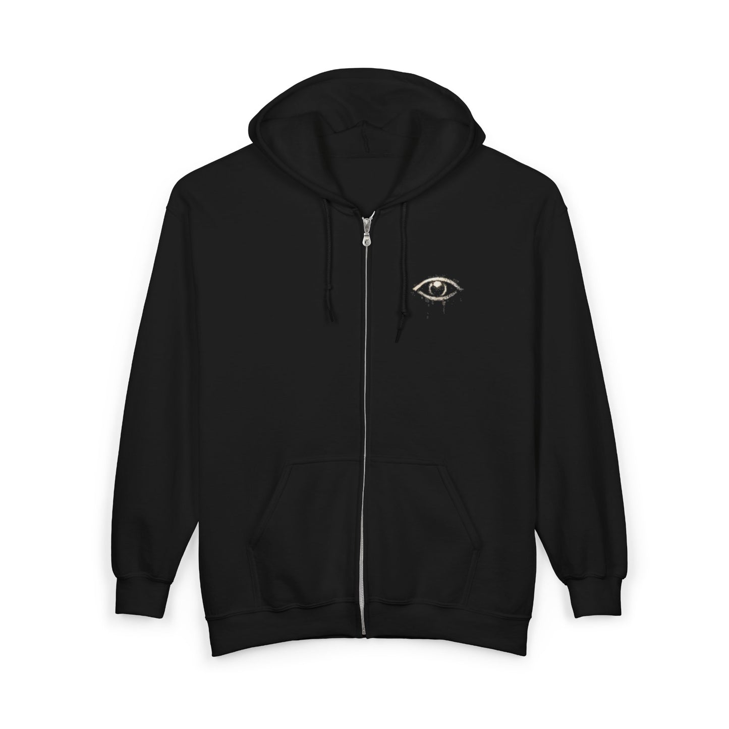 Watcher Above Zip Hoodie — All-Seeing Eye Graphic Full-Zip Hoodie