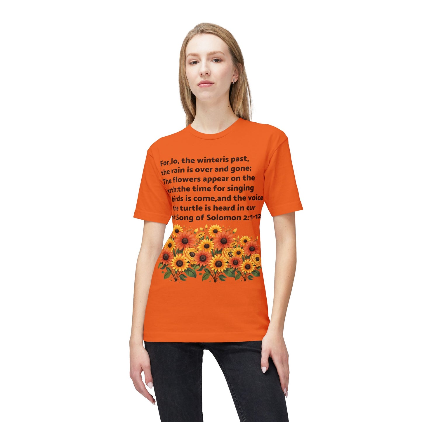 Sunflower Scripture T-Shirt — Song of Solomon 2:11-12 Floral Tee