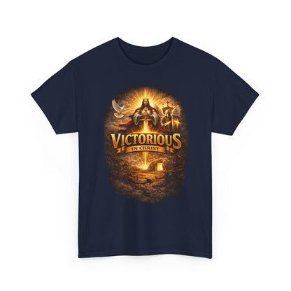 T-Shirt — "Victorious in Christ" Christian Faith Graphic Tee