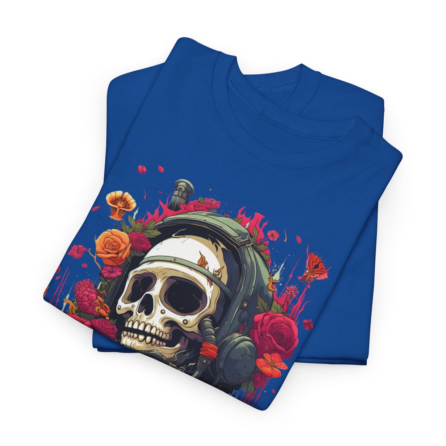 Floral Skull Graphic T-Shirt – Gothic Streetwear Skull with Roses, Dark Aesthetic Skeleton Tee, Edgy Unisex Graphic Shirt